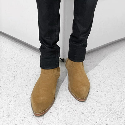 [Instant delivery] 40mm heel boots “Diagonal” (suede brown)
