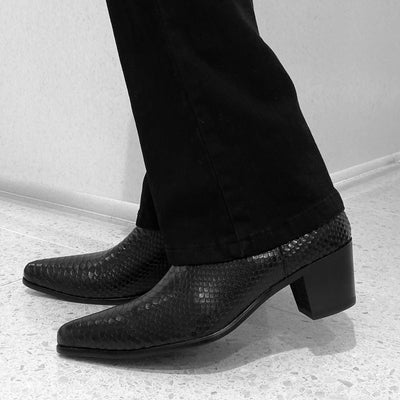 【즉납】"Croco sidegore" 60mm heel boots