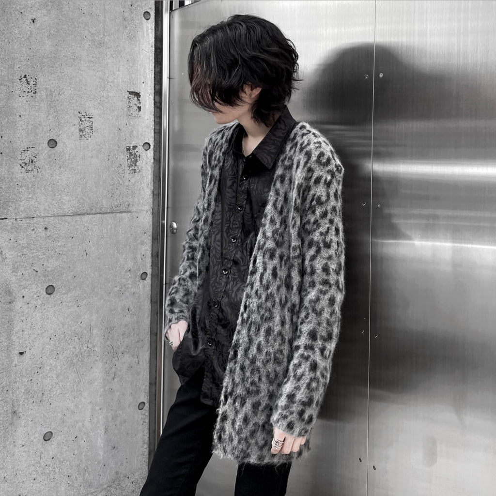 【即納】“Leopard mohair cardigan“ (グレー) – PANERO