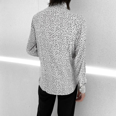[Instant delivery]"Leopard Viscose shirt"Leopard viscose shirt (white)