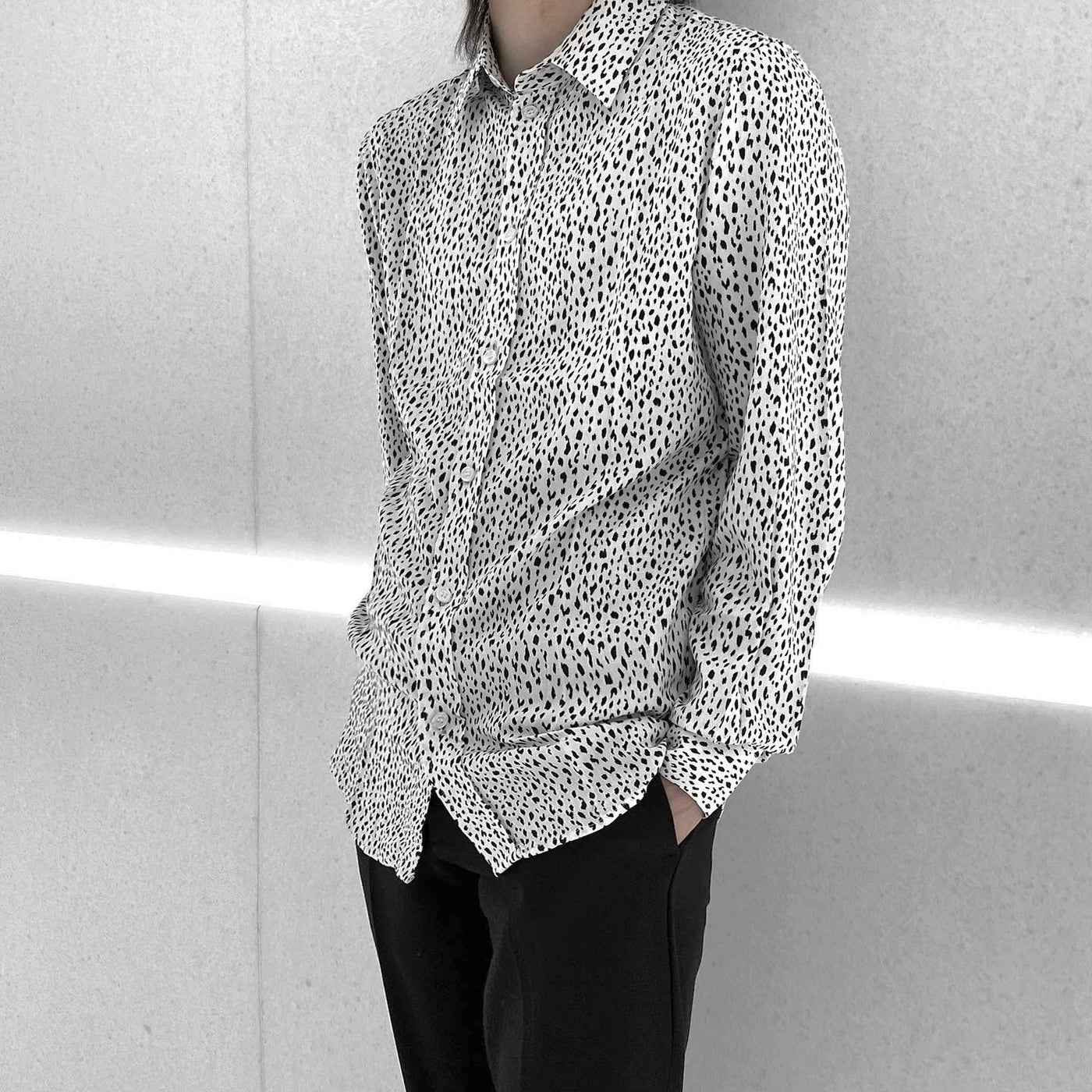[Instant delivery]"Leopard Viscose shirt"Leopard viscose shirt (white)
