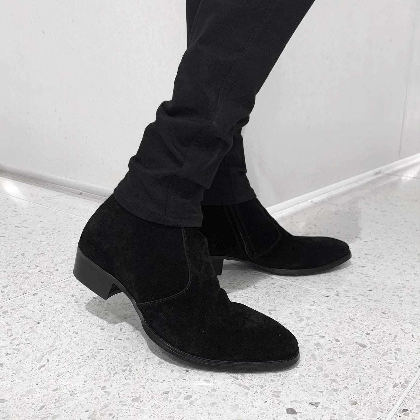 PANERO 40mm heel boots “Suede” (black)