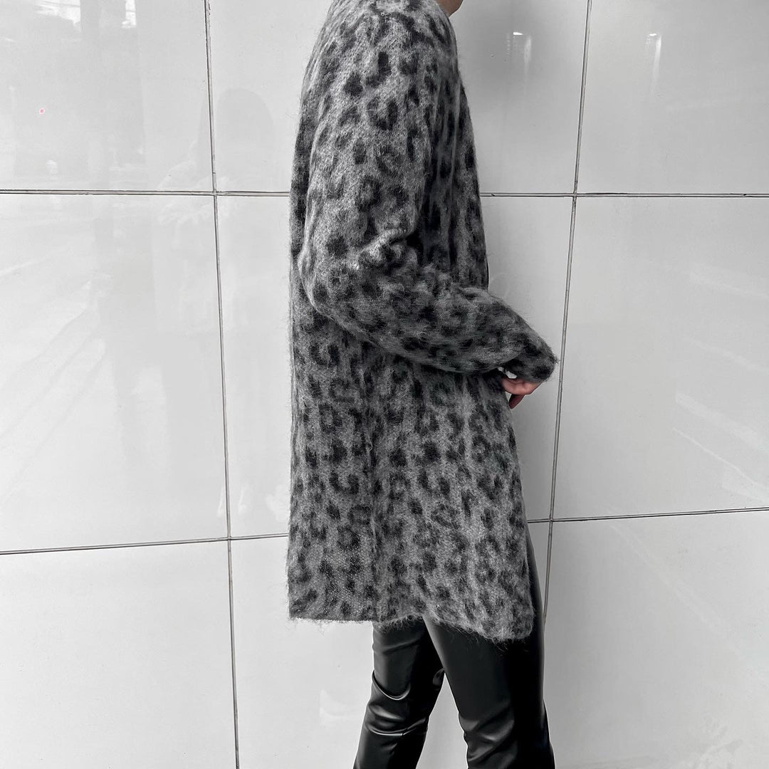 “Leopard mohair cardigan“ (Gray)
