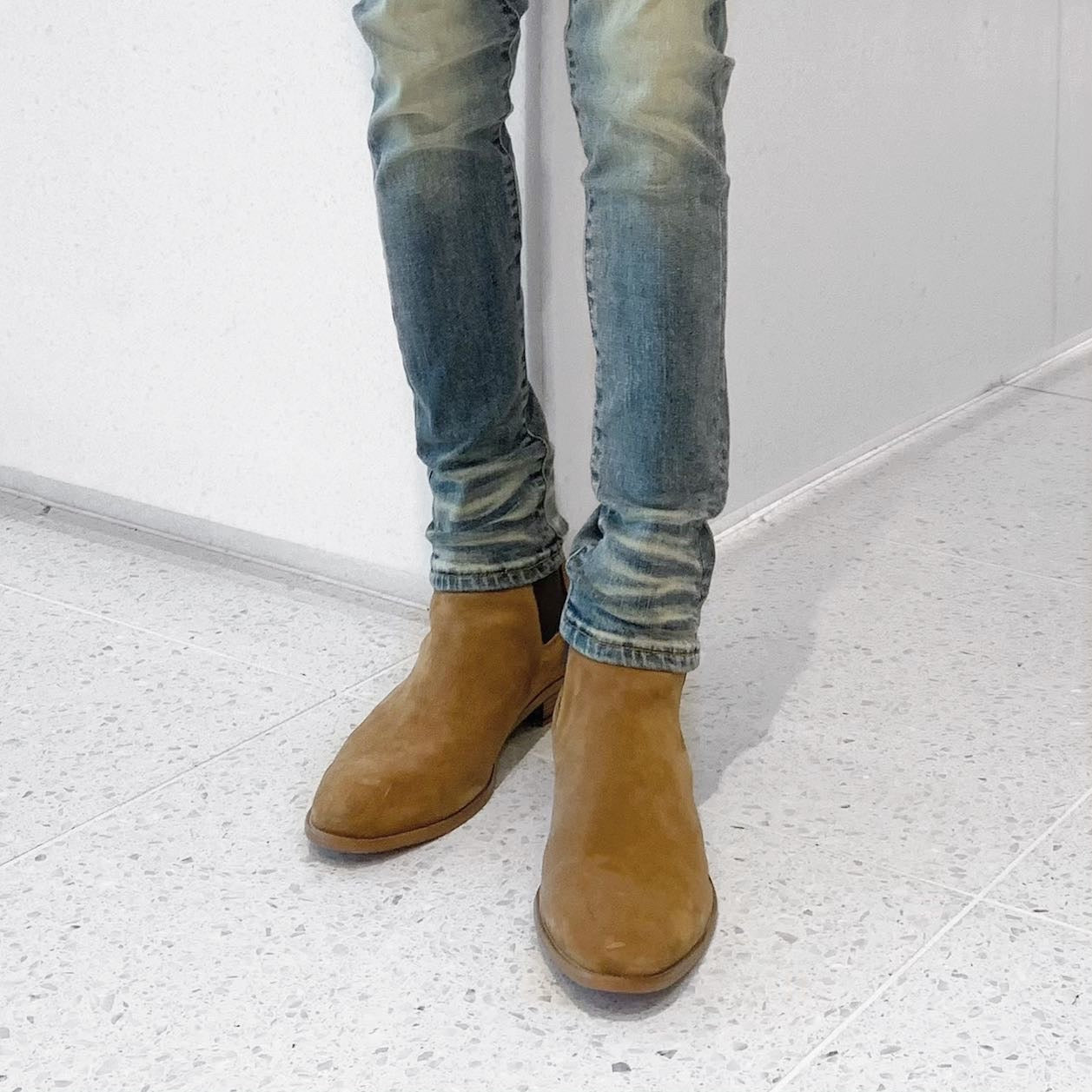 【即納】"Suede side gore boots"（ブラウン）