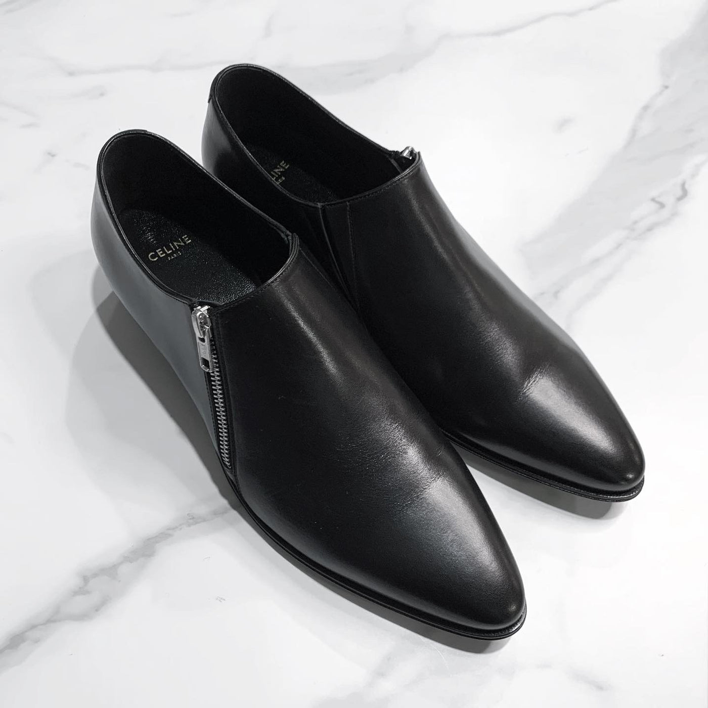 CELINE Zipped Slip-on ジップドスリッポン レザーシューズ ...