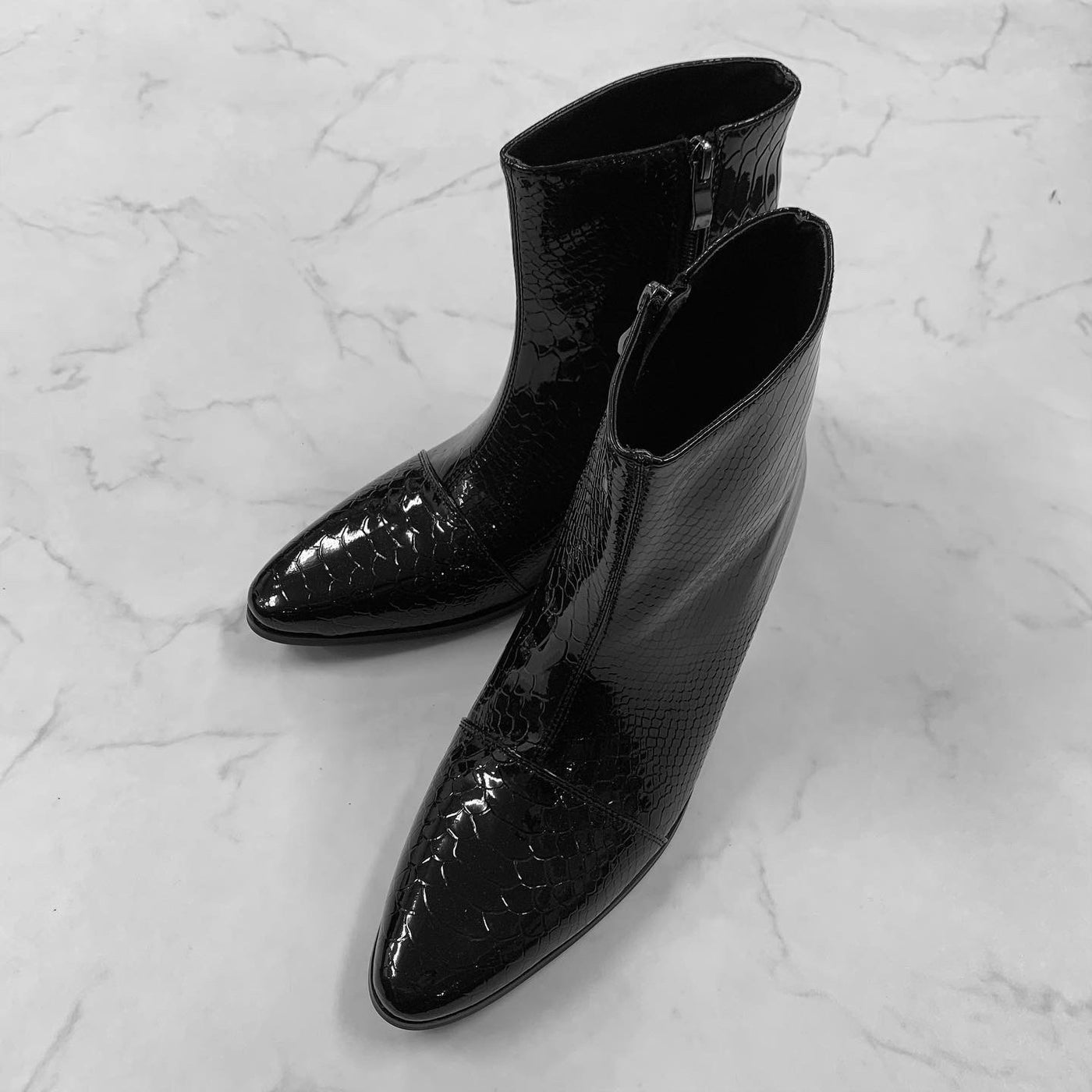 [Instant delivery]"Croco"60mm heel boots