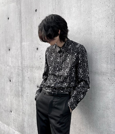 [Instant delivery]"Leopard Viscose shirt"Leopard viscose shirt (black)