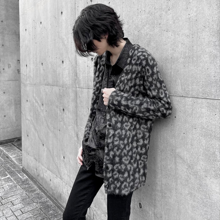 “Leopard mohair cardigan“ (Black)