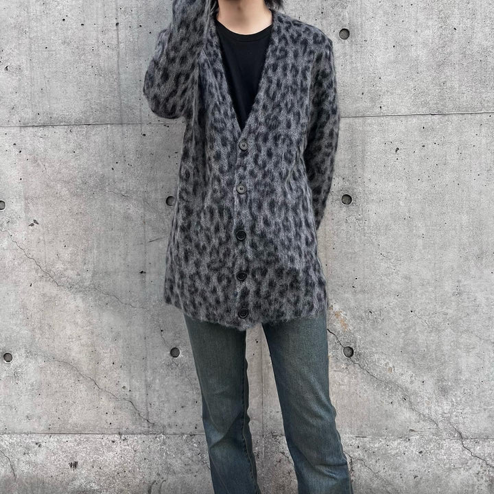 “Leopard Mohair Cardigan”(회색)