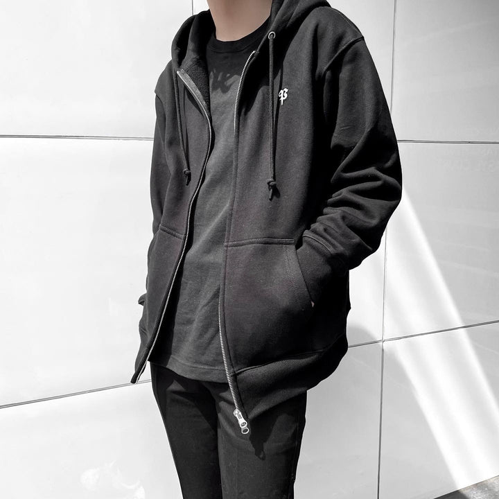 "Fraktur Full-zip hoodie" (Black)