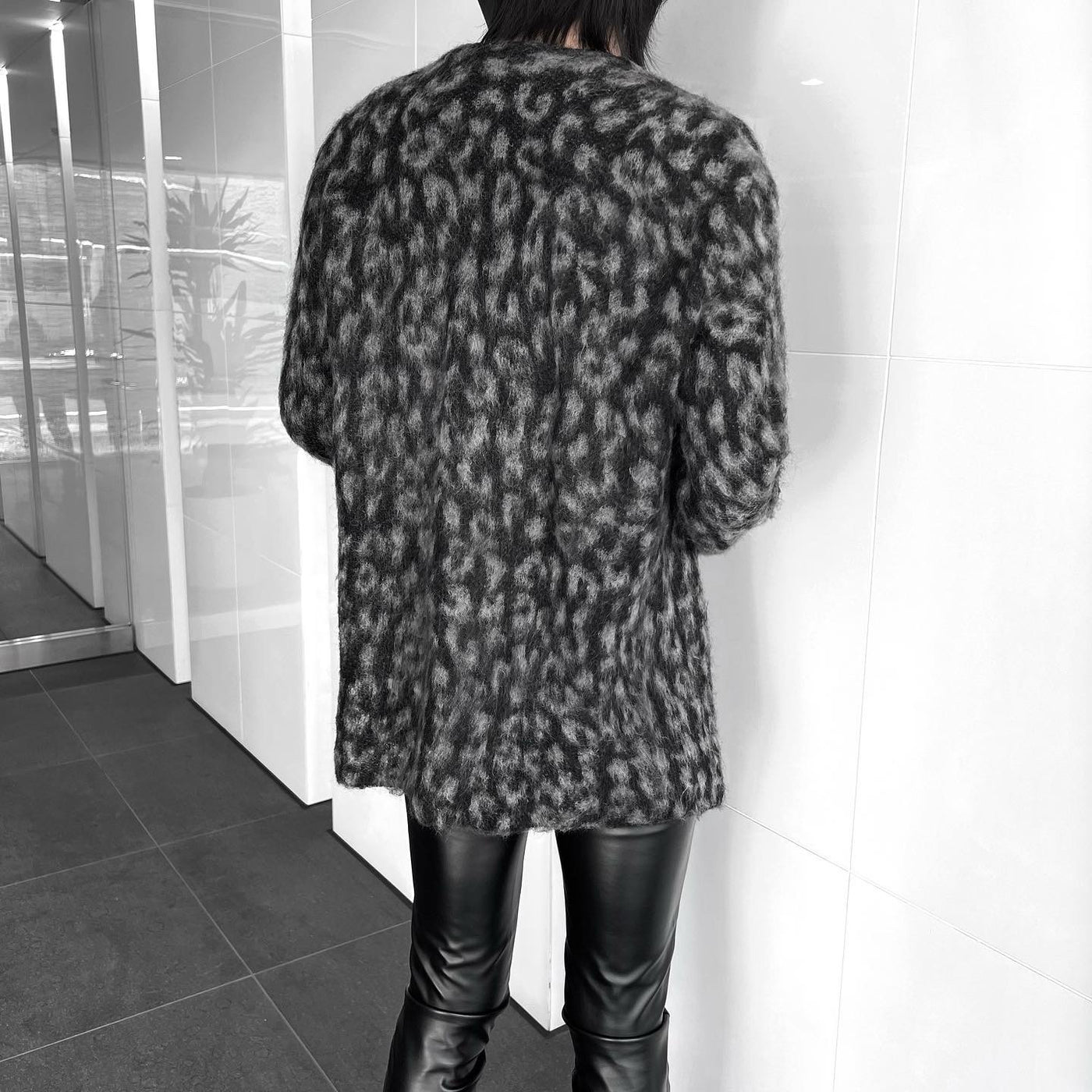 【즉납】“Leopard mohair cardigan” 레오파드 모헤어 카디건 (블랙)