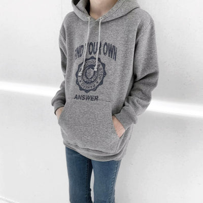 "College logo"pullovers hoodie (Gray x Blue)