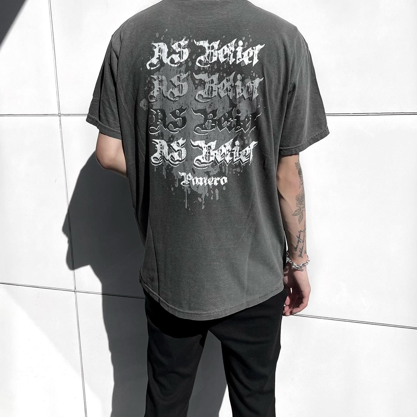 【即納】"Metal logo grunge T-shirt”
