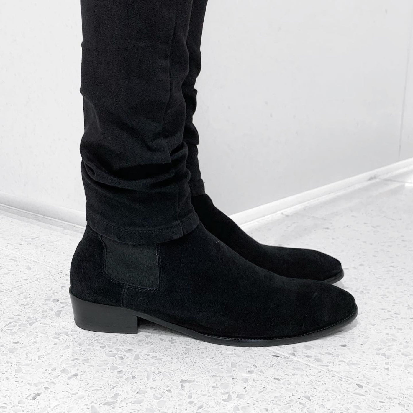 [Instant delivery]"Suede side gore boots"Suede side gore boots (black)