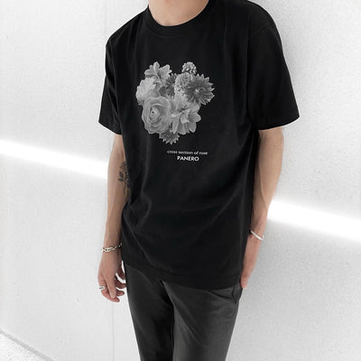 【즉납】"Fullbloom" Flower T-Shirt (블랙)
