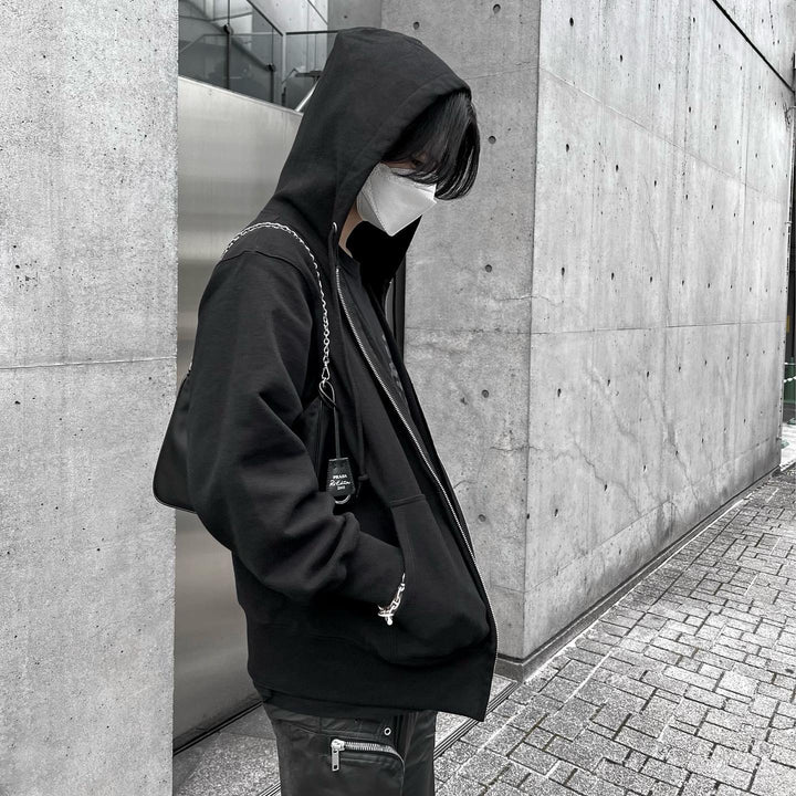 "Fraktur Full-zip hoodie" (Black)