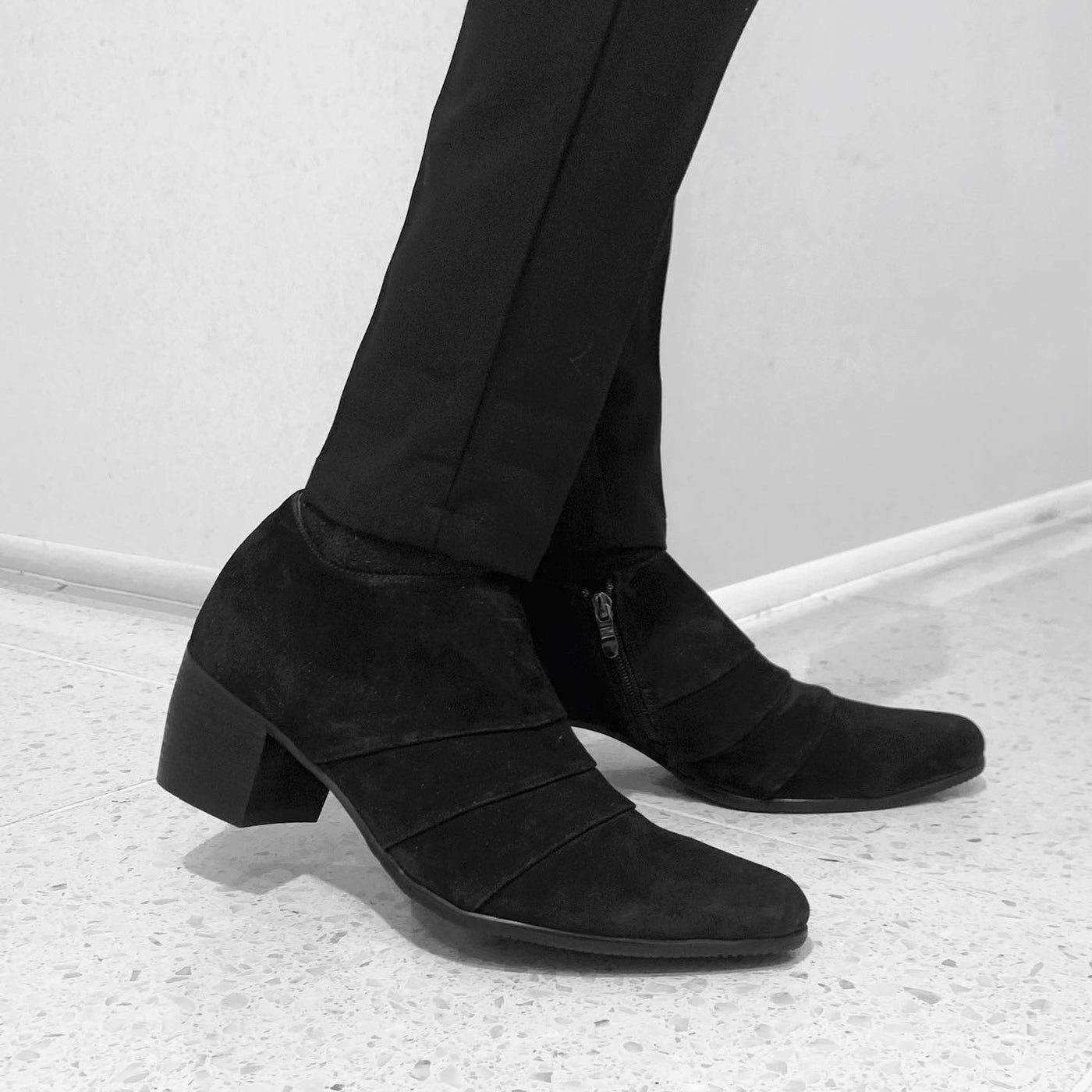 【即納】60mm heel Suede shoes (スウェードブラック)