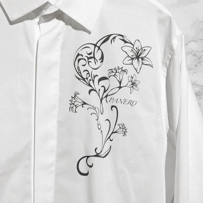 “Lily” flower shirt 比翼ボタンシャツ (ホワイト)