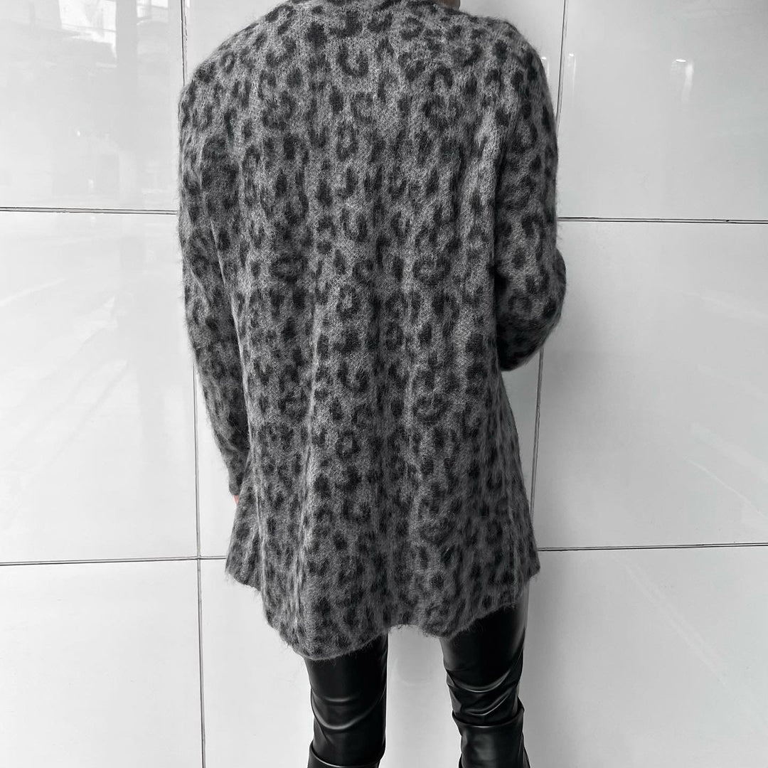 “Leopard Mohair Cardigan”(회색)