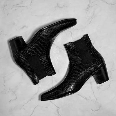[Instant delivery]"Croco sidegore"60mm heel boots